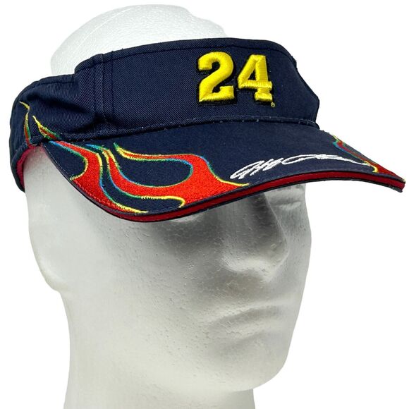 NASCAR Jeff Gordon Visor Hat Blue Dupont Flames Fire Chase Authentics Strapback - Picture 1 of 9